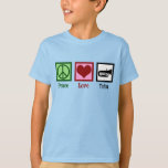 Peace Love Tuba Player Kids T-Shirt<br><div class="desc">Peace Love Tuba children's t-shirt. A cool tuba player gift with a peace sign,  heart,  and instrument.</div>