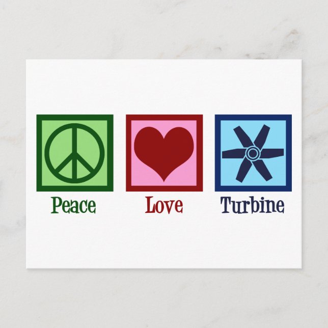 Peace Love Turbine Fan Postcard (Front)