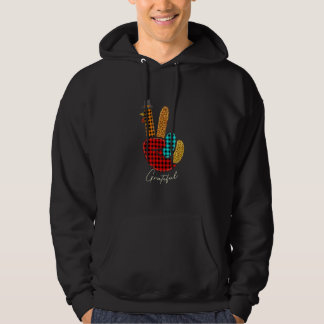 Peace Love Turkey Grateful Turkey Hand Sign Thanks Hoodie
