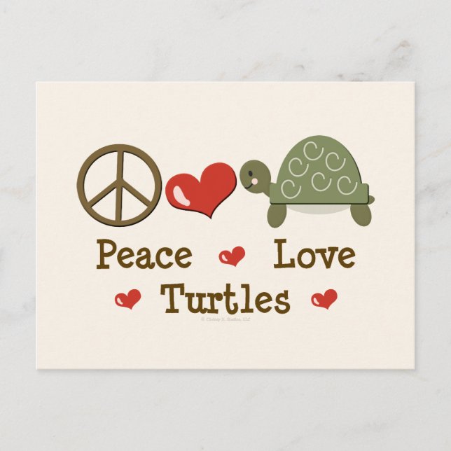 Peace Love Turtles Postcard (Front)