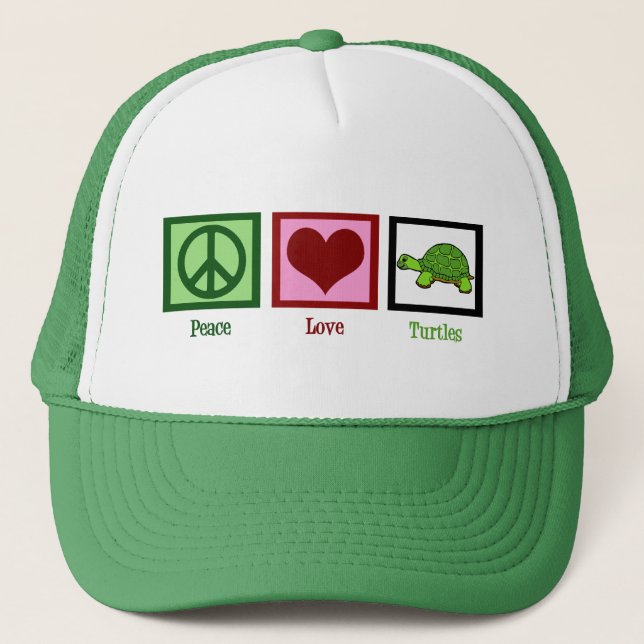 Peace Love Turtles Trucker Hat (Front)