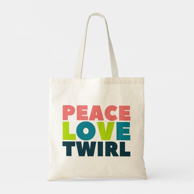 Peace Love Twirl Guard Colorguard Flag Twirler Tote Bag (Back)