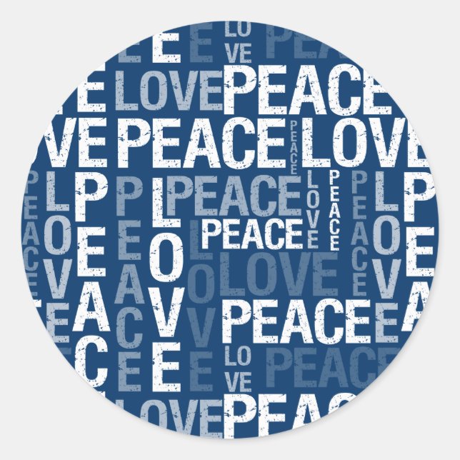 Peace Love Typography Classic Round Sticker (Front)