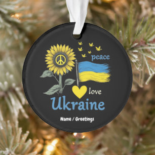 Peace Love Ukraine Sunflower Flag Stand with Pride Ornament