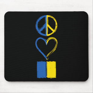 Peace Love Ukraine Ukrainian Flag Apparel Mouse Pad