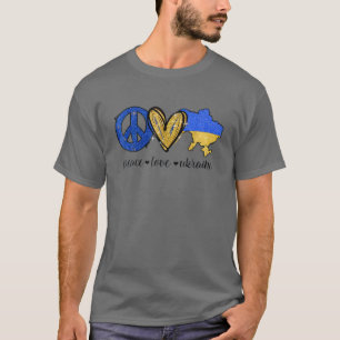 Peace, Love, Ukraine Ukrainian Flag I Stand With U T-Shirt