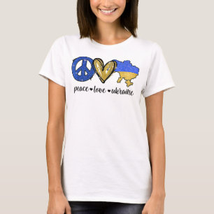 Peace, Love, Ukraine Ukrainian Flag I Stand With U T-Shirt