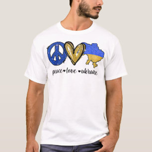 Peace, Love, Ukraine Ukrainian Flag I Stand With U T-Shirt