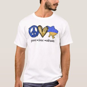 Peace, Love, Ukraine Ukrainian Flag I Stand With U T-Shirt