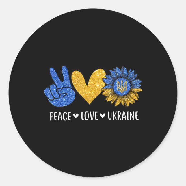 Peace Love Ukraine Ukrainian Flag Peace in Ukraine Classic Round Sticker (Front)