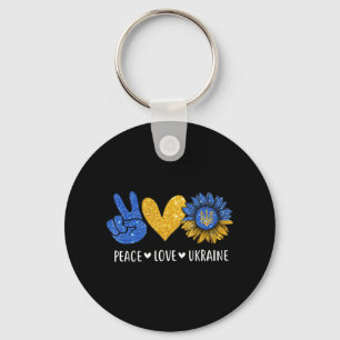Peace Love Ukraine Ukrainian Flag Peace in Ukraine Keychain