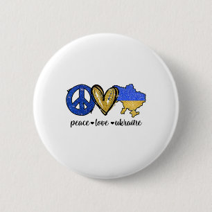 Peace Love Ukraine Vintage Ukrainian Groovy 2 Inch Round Button