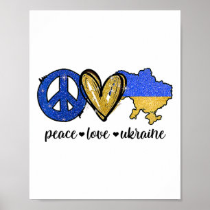 Peace Love Ukraine Vintage Ukrainian Groovy  Poster