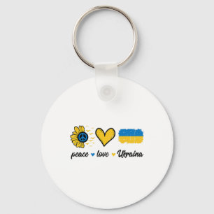Peace Love Ukraine Vintage Ukrainian Groovy Women  Keychain
