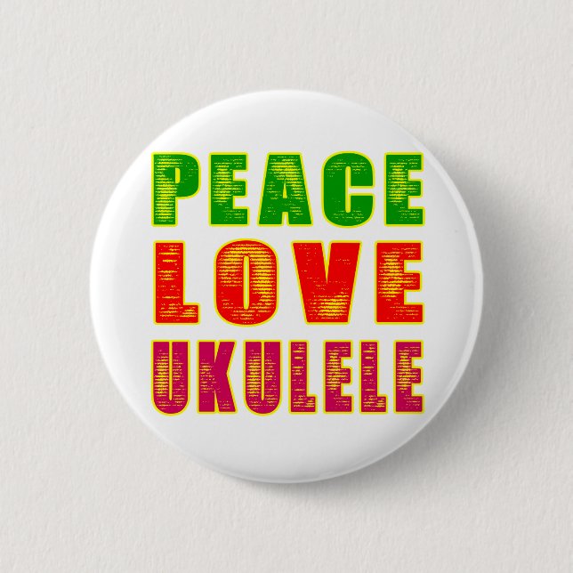 Peace Love Ukulele 2 Inch Round Button (Front)