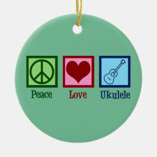 Peace Love Ukulele Ceramic Ornament