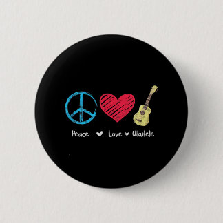 Peace Love Ukulele Hawaiian Music Ukelele Uke 2 Inch Round Button