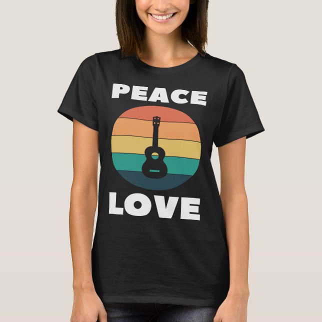 Peace Love Ukulele Peace Loving Uke Player Retro T-Shirt (Front)