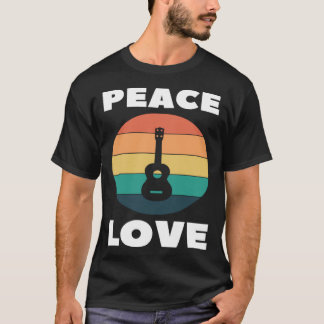 Peace Love Ukulele Peace Loving Uke Player Retro T-Shirt