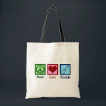 Peace Love Ukulele Tote Bag<br><div class="desc">Peace Love Ukulele. Cute ukuleles player gift featuring a cool peace sign, heart, and uke instrument.</div>
