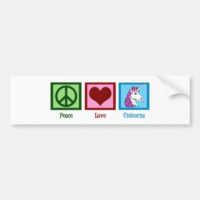 Peace Love Unicorns Bumper Sticker (Front)