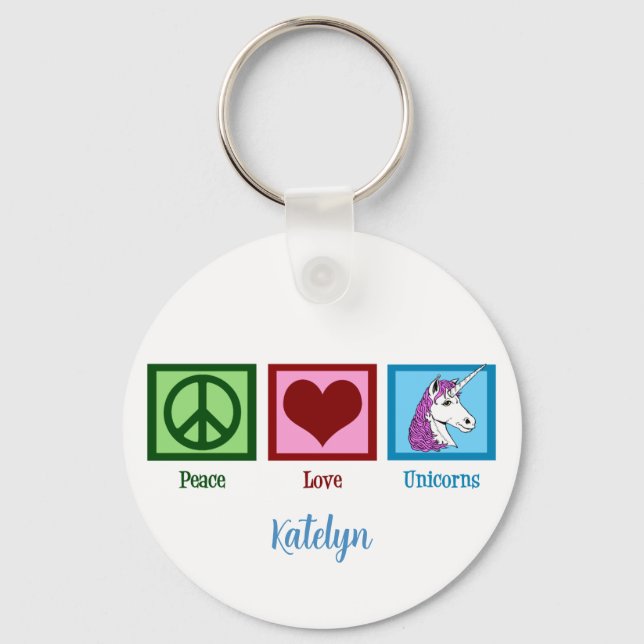 Peace Love Unicorns Keychain (Front)