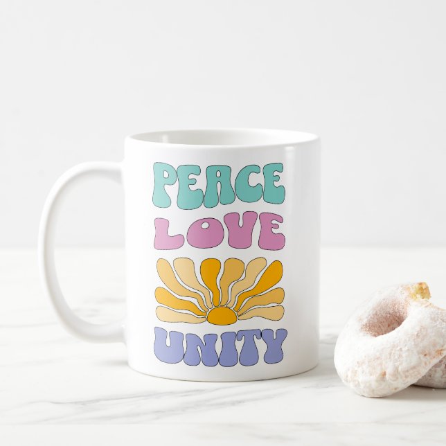 Peace Love Unity Coffee Mug (With Donut)