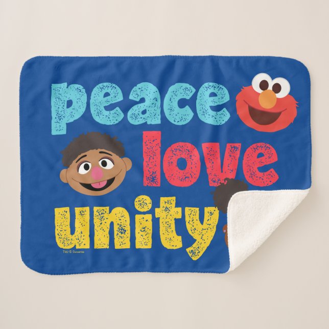 Peace Love Unity Sherpa Blanket (Front (Horizontal))
