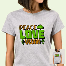 Peace Love Vegan Green Brown on