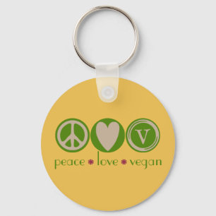 Peace Love Vegan Keychain