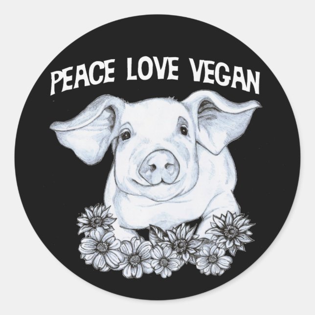 Peace Love Vegan Pig Sticker (Front)