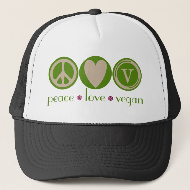 Peace Love Vegan Trucker Hat (Front)