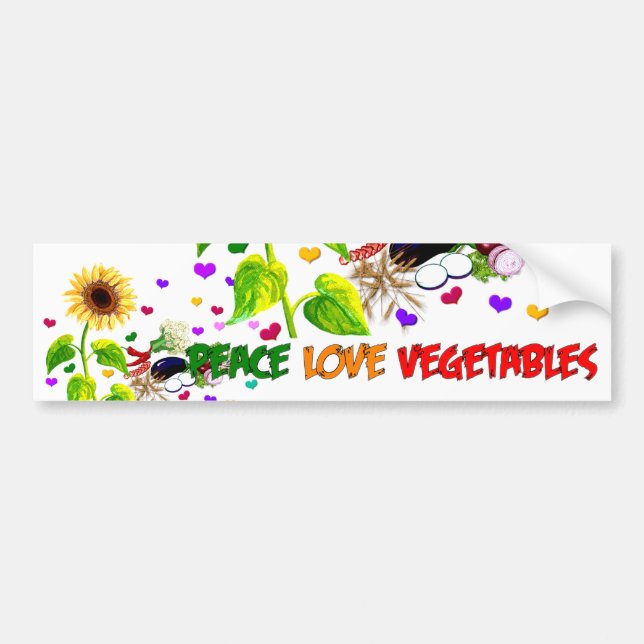 Peace Love Vegetables Bumper Sticker (Front)