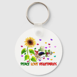 Peace Love Vegetables Keychain