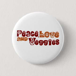 Peace Love Veggies 2 Inch Round Button