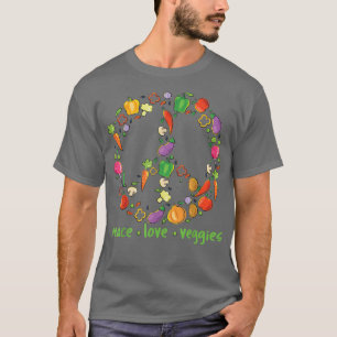 Peace Love Veggies Eat Vegetables Vegetarian  T-Shirt