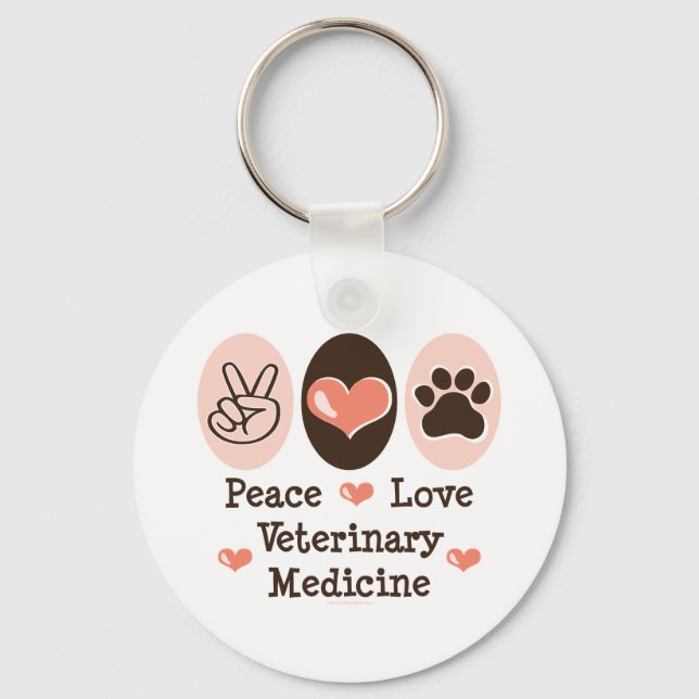 Peace Love Veterinary Medicine Key Chain (Front)