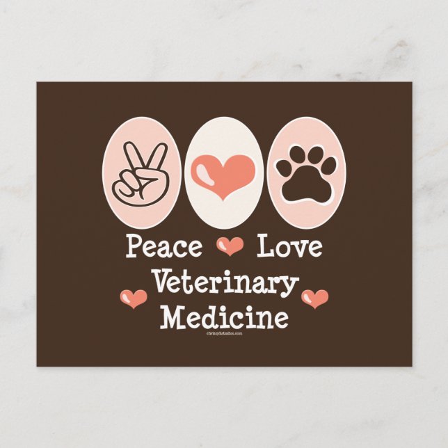 Peace Love Veterinary Medicine Postcard (Front)