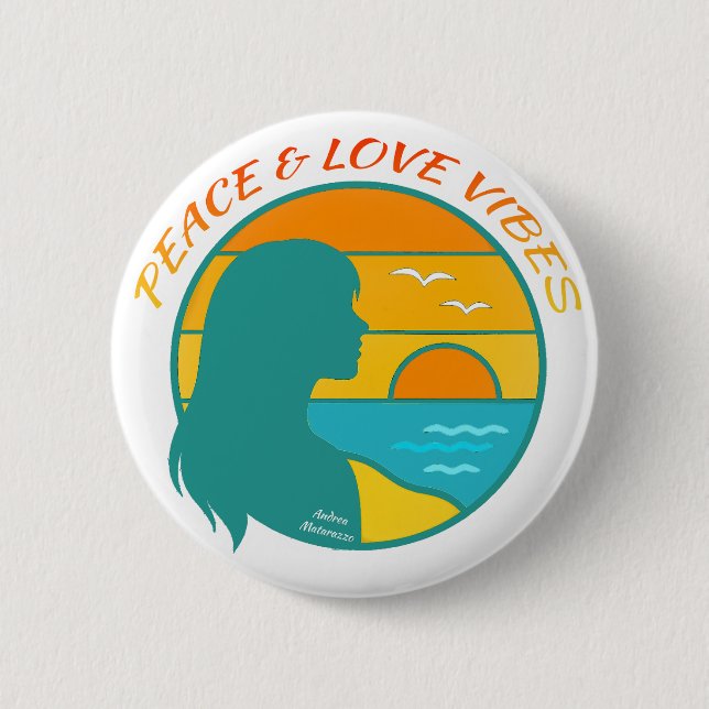 Peace & Love Vibes 2 Inch Round Button (Front)