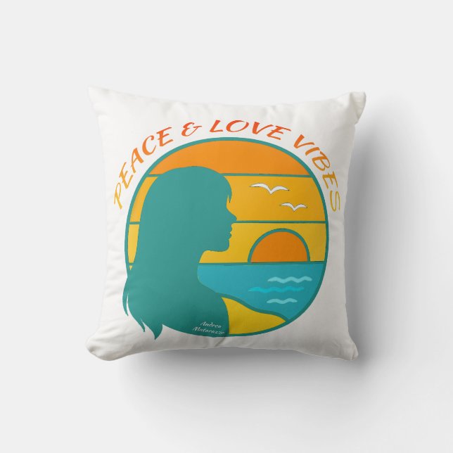 Peace & Love Vibes Throw Pillow (Front)