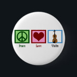 Peace Love Violin 2 Inch Round Button<br><div class="desc">Cute peace sign,  heart and violin. A pretty violinist button gift. A great stocking stuffer.</div>