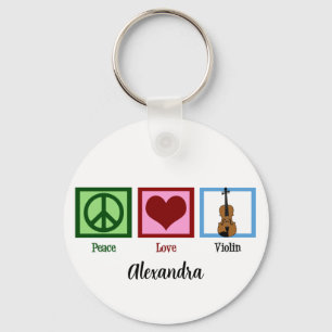 Peace Love Violin Keychain
