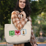Peace Love Violin Large Tote Bag<br><div class="desc">Cute peace sign, heart and violin.</div>
