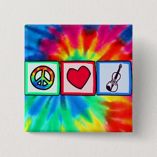 Peace, Love, Violins 2 Inch Square Button