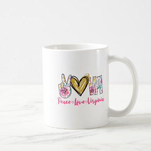 Peace Love Virginia Floral Vintage Virginia Pride  Coffee Mug