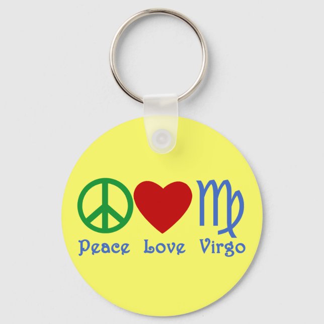 Peace Love Virgo Gifts and Products Keychain (Front)