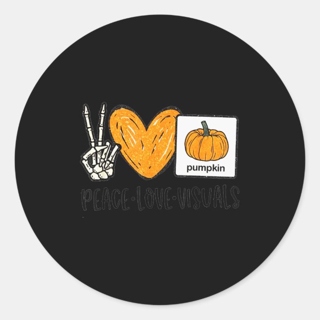 Peace Love Visuals Sped Teacher Pumpkin Skeleton H Classic Round Sticker (Front)