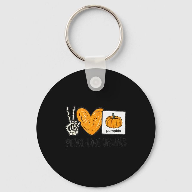 Peace Love Visuals Sped Teacher Pumpkin Skeleton H Keychain (Front)