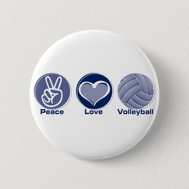 Peace Love Volleyball 2 Inch Round Button (Front)