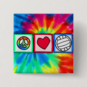 Peace, Love, Volleyball 2 Inch Square Button